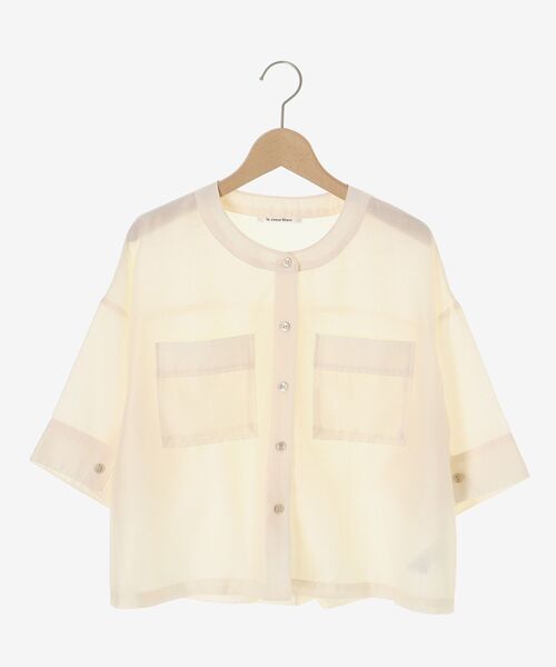 le.coeur blanc(ルクールブラン)の「シアーサテンバンドカラーコンパクトシャツ(シャツ/ブラウス・レディース・アイボリー/ライトブルー/チャコールグレー・38)」の4枚目の写真