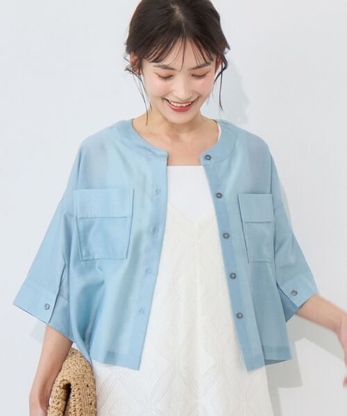 le.coeur blanc(ルクールブラン)の「シアーサテンバンドカラーコンパクトシャツ(シャツ/ブラウス・レディース・アイボリー/ライトブルー/チャコールグレー・38)」の17枚目の写真