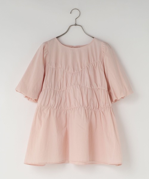 LOWRYS FARM（ローリーズファーム）の「アシメティアードチュニックＳＳ　1049042（シャツ/ブラウス・レディース・ピンク/ブラック/ホワイト・FREE）」の2枚目の写真