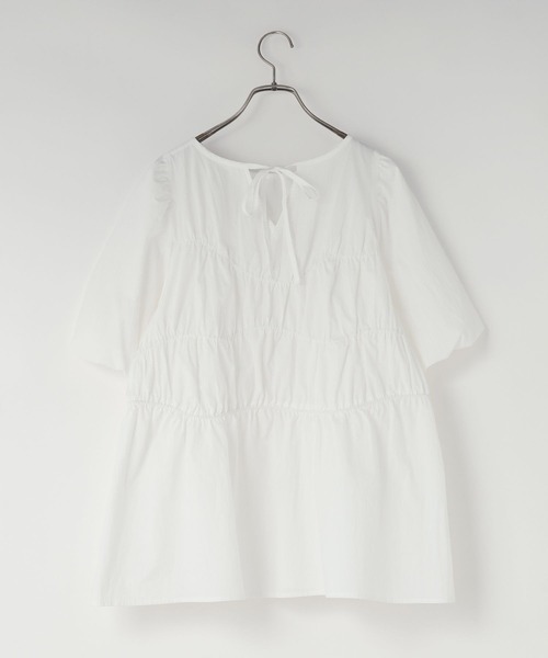 LOWRYS FARM（ローリーズファーム）の「アシメティアードチュニックＳＳ　1049042（シャツ/ブラウス・レディース・ピンク/ブラック/ホワイト・FREE）」の10枚目の写真