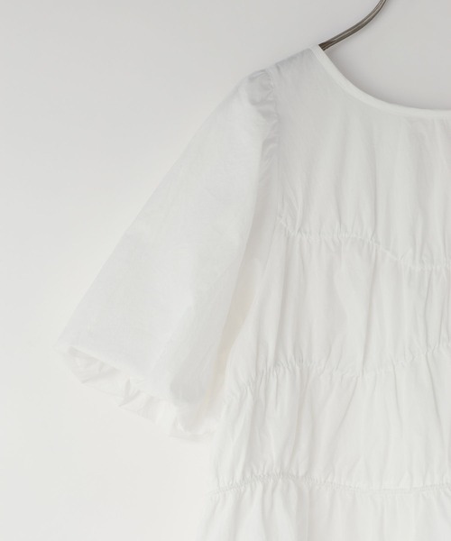 LOWRYS FARM（ローリーズファーム）の「アシメティアードチュニックＳＳ　1049042（シャツ/ブラウス・レディース・ピンク/ブラック/ホワイト・FREE）」の12枚目の写真