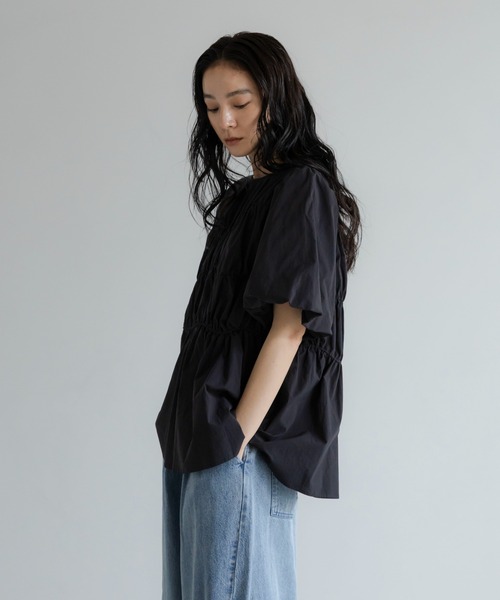 LOWRYS FARM（ローリーズファーム）の「アシメティアードチュニックＳＳ　1049042（シャツ/ブラウス・レディース・ピンク/ブラック/ホワイト・FREE）」の6枚目の写真