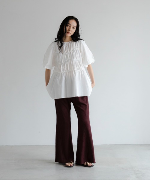 LOWRYS FARM（ローリーズファーム）の「アシメティアードチュニックＳＳ　1049042（シャツ/ブラウス・レディース・ピンク/ブラック/ホワイト・FREE）」の19枚目の写真