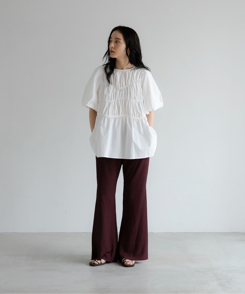 LOWRYS FARM（ローリーズファーム）の「アシメティアードチュニックＳＳ　1049042（シャツ/ブラウス・レディース・ピンク/ブラック/ホワイト・FREE）」の20枚目の写真