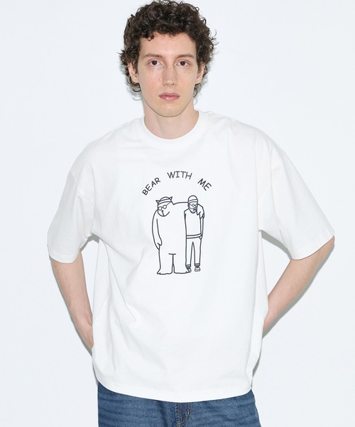 coca(coca)(コカ)の「ベアイラストプリント半袖Tシャツ(Tシャツ/カットソー・メンズ・ホワイト/ブラック・XL/M/L)」の2枚目の写真