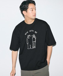 ベアイラストプリント半袖Tシャツ