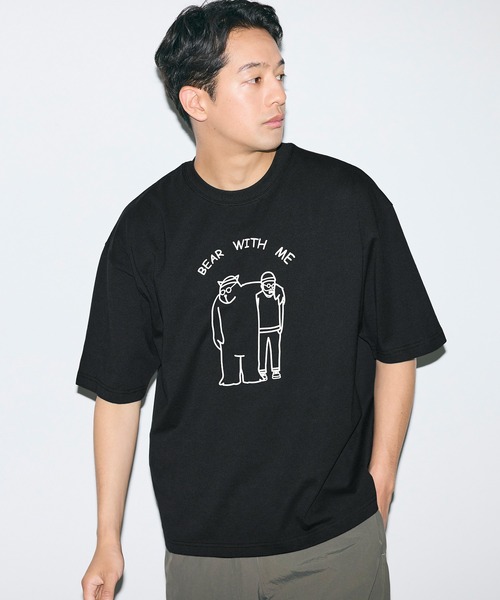 coca(coca)(コカ)の「ベアイラストプリント半袖Tシャツ(Tシャツ/カットソー・メンズ・ホワイト/ブラック・XL/M/L)」の1枚目の写真