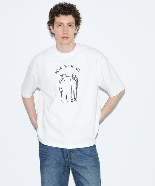 coca(coca)(コカ)の「ベアイラストプリント半袖Tシャツ(Tシャツ/カットソー・メンズ・ホワイト/ブラック・XL/M/L)」の9枚目の写真