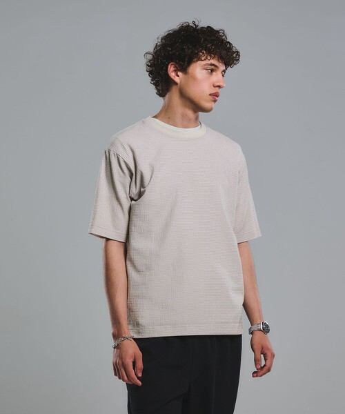 green label relaxing(グリーンレーベルリラクシング)の「サッカー クルーネック 半袖 Tシャツ(Tシャツ/カットソー・メンズ・ネイビー/ライトグレー/ダークブラウン・XL/M/S/L)」の1枚目の写真