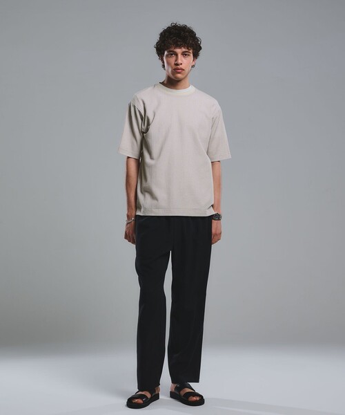 green label relaxing(グリーンレーベルリラクシング)の「サッカー クルーネック 半袖 Tシャツ(Tシャツ/カットソー・メンズ・ネイビー/ライトグレー/ダークブラウン・XL/M/S/L)」の4枚目の写真