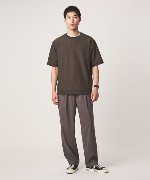 green label relaxing(グリーンレーベルリラクシング)の「サッカー クルーネック 半袖 Tシャツ(Tシャツ/カットソー・メンズ・ネイビー/ライトグレー/ダークブラウン・XL/M/S/L)」の5枚目の写真