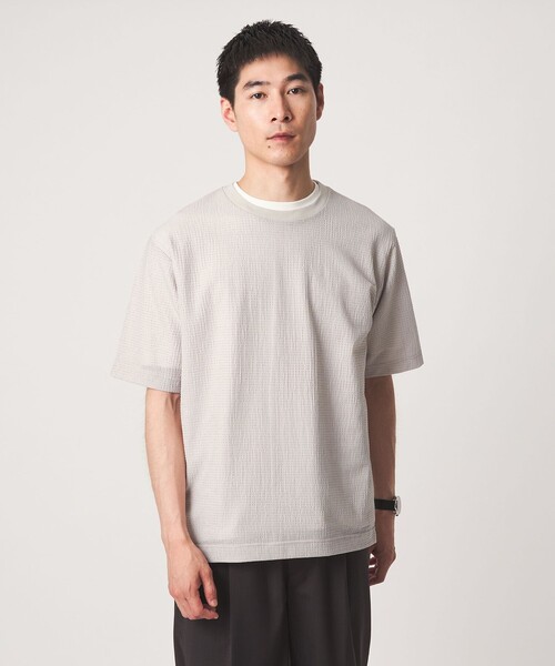 green label relaxing(グリーンレーベルリラクシング)の「サッカー クルーネック 半袖 Tシャツ(Tシャツ/カットソー・メンズ・ネイビー/ライトグレー/ダークブラウン・XL/M/S/L)」の6枚目の写真