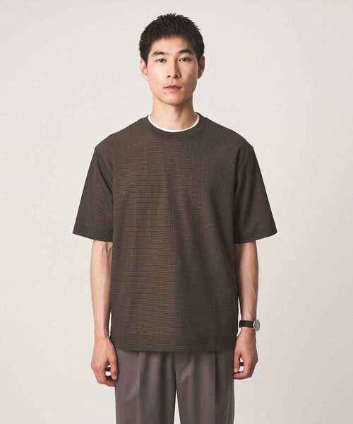 green label relaxing(グリーンレーベルリラクシング)の「サッカー クルーネック 半袖 Tシャツ(Tシャツ/カットソー・メンズ・ネイビー/ライトグレー/ダークブラウン・XL/M/S/L)」の9枚目の写真