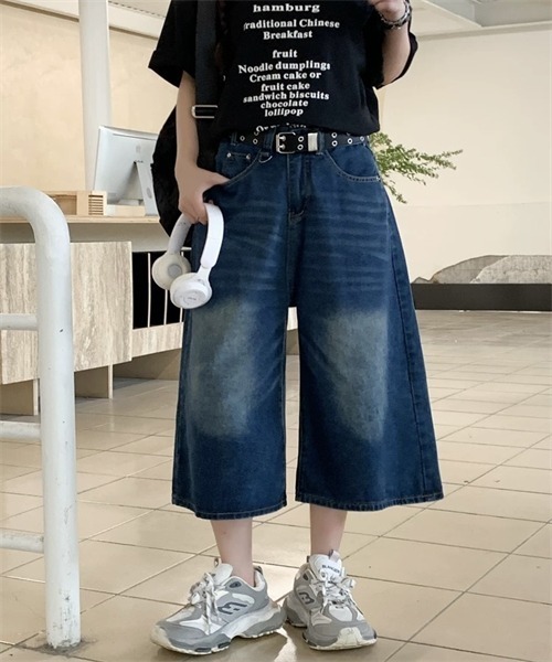 Dream garden(ドリームガーデン)の「ヴィンテージライク オーバーダイ 7分丈デニム パンツ(デニムパンツ・レディース・ブルー/インディゴブルー/ブラック・S/3XL/M/L/XL/2XL)」の17枚目の写真