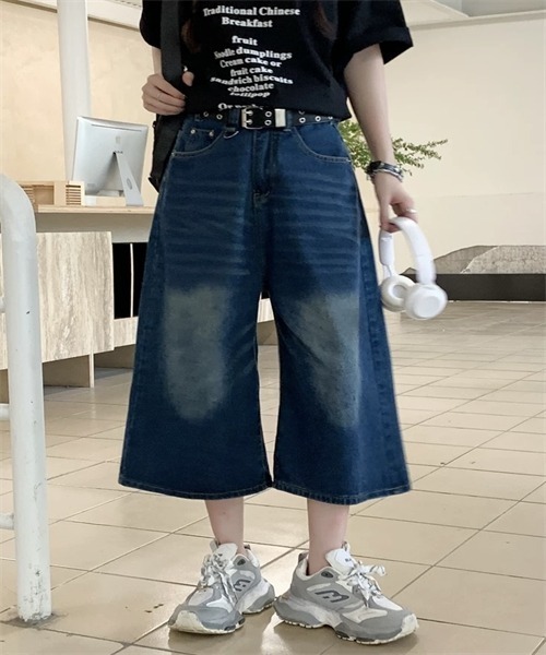 Dream garden(ドリームガーデン)の「ヴィンテージライク オーバーダイ 7分丈デニム パンツ(デニムパンツ・レディース・ブルー/インディゴブルー/ブラック・S/3XL/M/L/XL/2XL)」の18枚目の写真