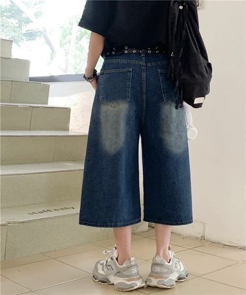 Dream garden(ドリームガーデン)の「ヴィンテージライク オーバーダイ 7分丈デニム パンツ(デニムパンツ・レディース・ブルー/インディゴブルー/ブラック・S/3XL/M/L/XL/2XL)」の22枚目の写真