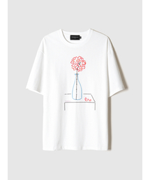 POKER FACE（ポーカーフェイス）の「ビッグレッドフラワーステッチTシャツ ホワイト（Tシャツ/カットソー）」