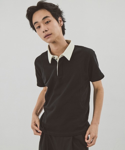 CONZ（コンズ）の「fly front polo/ポロシャツ/CONZ/カーブデザイン/カッティング/夏服（ポロシャツ・メンズ・チャコールグレー/ブラック/ブラック×ホワイト・1/2/3）」の3枚目の写真