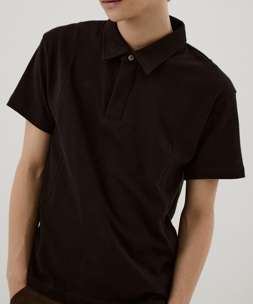 CONZ（コンズ）の「fly front polo/ポロシャツ/CONZ/カーブデザイン/カッティング/夏服（ポロシャツ・メンズ・チャコールグレー/ブラック/ブラック×ホワイト・1/2/3）」の2枚目の写真