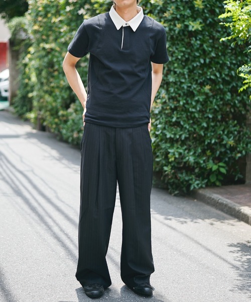 CONZ（コンズ）の「fly front polo/ポロシャツ/CONZ/カーブデザイン/カッティング/夏服（ポロシャツ・メンズ・チャコールグレー/ブラック/ブラック×ホワイト・1/2/3）」の21枚目の写真
