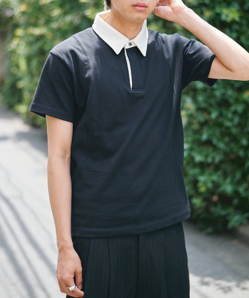 CONZ（コンズ）の「fly front polo/ポロシャツ/CONZ/カーブデザイン/カッティング/夏服（ポロシャツ・メンズ・チャコールグレー/ブラック/ブラック×ホワイト・1/2/3）」の18枚目の写真