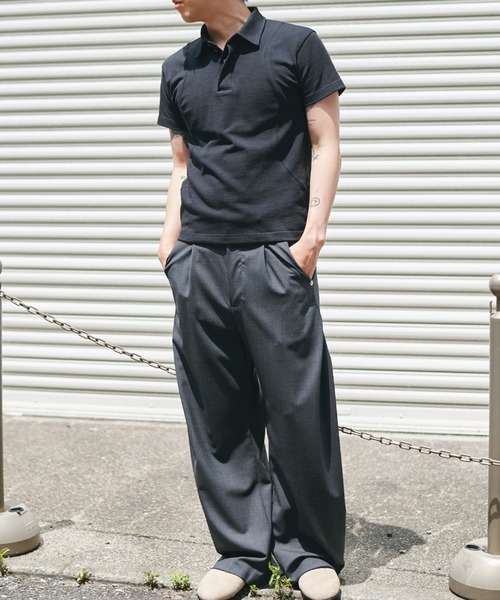 CONZ（コンズ）の「fly front polo/ポロシャツ/CONZ/カーブデザイン/カッティング/夏服（ポロシャツ・メンズ・チャコールグレー/ブラック/ブラック×ホワイト・1/2/3）」の17枚目の写真