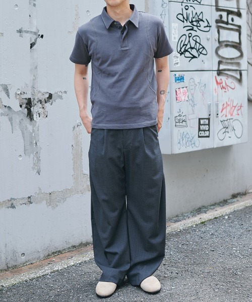 CONZ（コンズ）の「fly front polo/ポロシャツ/CONZ/カーブデザイン/カッティング/夏服（ポロシャツ・メンズ・チャコールグレー/ブラック/ブラック×ホワイト・1/2/3）」の14枚目の写真