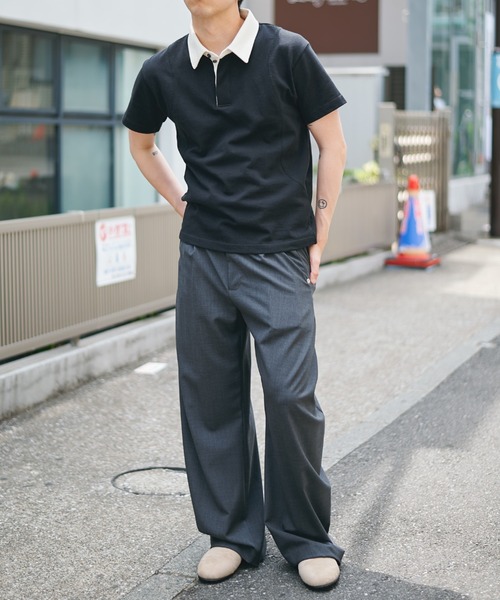 CONZ（コンズ）の「fly front polo/ポロシャツ/CONZ/カーブデザイン/カッティング/夏服（ポロシャツ・メンズ・チャコールグレー/ブラック/ブラック×ホワイト・1/2/3）」の11枚目の写真