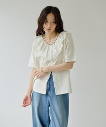 【Noka】異素材フリルプルオーバー