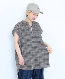 ノースリーブバンドカラーシャツチュニック