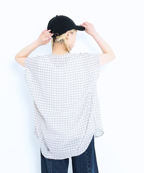 HEART MARKET(ハートマーケット)の「ノースリーブバンドカラーシャツチュニック(シャツ/ブラウス・レディース・ブラック系/ナチュラル/ベージュ系/ブラック/チャコール・FREE)」の6枚目の写真