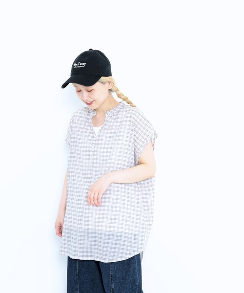 HEART MARKET(ハートマーケット)の「ノースリーブバンドカラーシャツチュニック(シャツ/ブラウス・レディース・ブラック系/ナチュラル/ベージュ系/ブラック/チャコール・FREE)」の7枚目の写真
