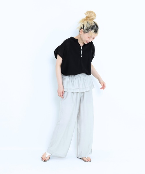 HEART MARKET(ハートマーケット)の「ノースリーブバンドカラーシャツチュニック(シャツ/ブラウス・レディース・ブラック系/ナチュラル/ベージュ系/ブラック/チャコール・FREE)」の10枚目の写真