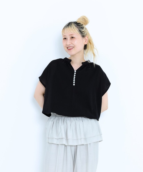 HEART MARKET(ハートマーケット)の「ノースリーブバンドカラーシャツチュニック(シャツ/ブラウス・レディース・ブラック系/ナチュラル/ベージュ系/ブラック/チャコール・FREE)」の13枚目の写真