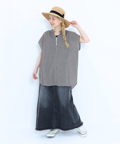 HEART MARKET(ハートマーケット)の「ノースリーブバンドカラーシャツチュニック(シャツ/ブラウス・レディース・ブラック系/ナチュラル/ベージュ系/ブラック/チャコール・FREE)」の16枚目の写真