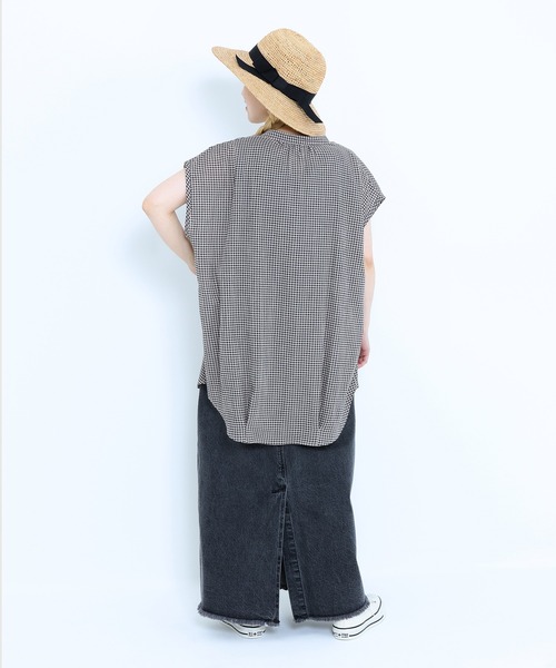 HEART MARKET(ハートマーケット)の「ノースリーブバンドカラーシャツチュニック(シャツ/ブラウス・レディース・ブラック系/ナチュラル/ベージュ系/ブラック/チャコール・FREE)」の18枚目の写真