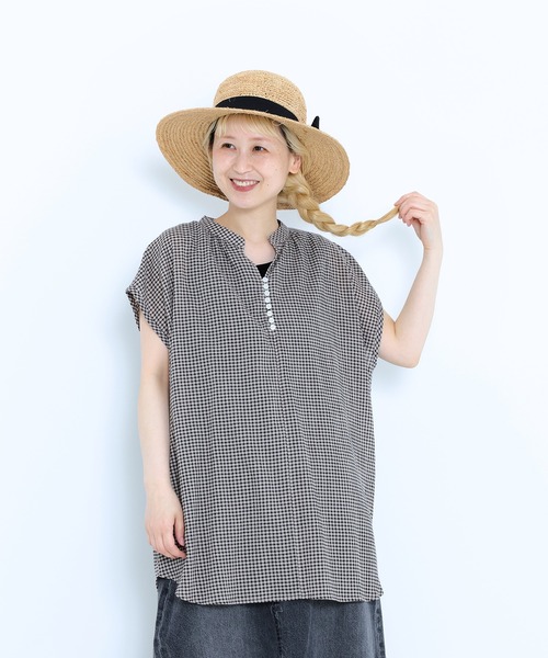 HEART MARKET(ハートマーケット)の「ノースリーブバンドカラーシャツチュニック(シャツ/ブラウス・レディース・ブラック系/ナチュラル/ベージュ系/ブラック/チャコール・FREE)」の19枚目の写真
