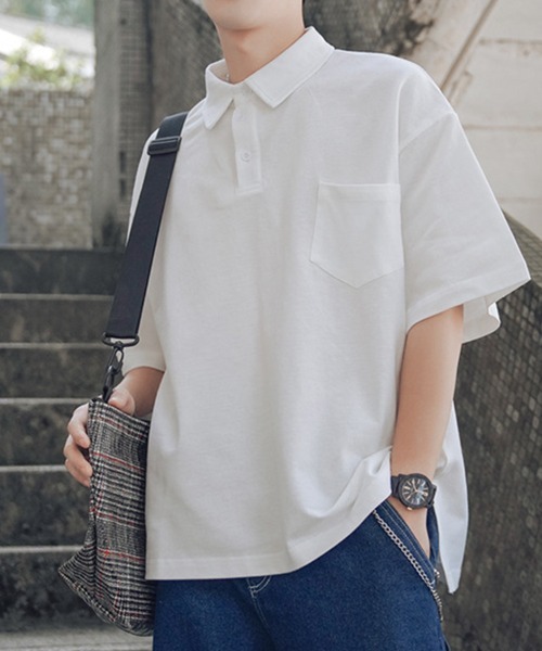 KELVIN(ケルヴァン)の「Relax Polo Tee リラックスポロTシャツ(Tシャツ/カットソー・メンズ・ベージュ/ホワイト/ブラック/グリーン・FREE)」の2枚目の写真