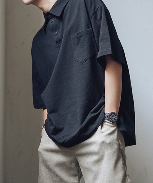KELVIN(ケルヴァン)の「Relax Polo Tee リラックスポロTシャツ(Tシャツ/カットソー・メンズ・ベージュ/ホワイト/ブラック/グリーン・FREE)」の1枚目の写真