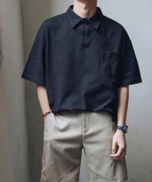 KELVIN(ケルヴァン)の「Relax Polo Tee リラックスポロTシャツ(Tシャツ/カットソー・メンズ・ベージュ/ホワイト/ブラック/グリーン・FREE)」の6枚目の写真