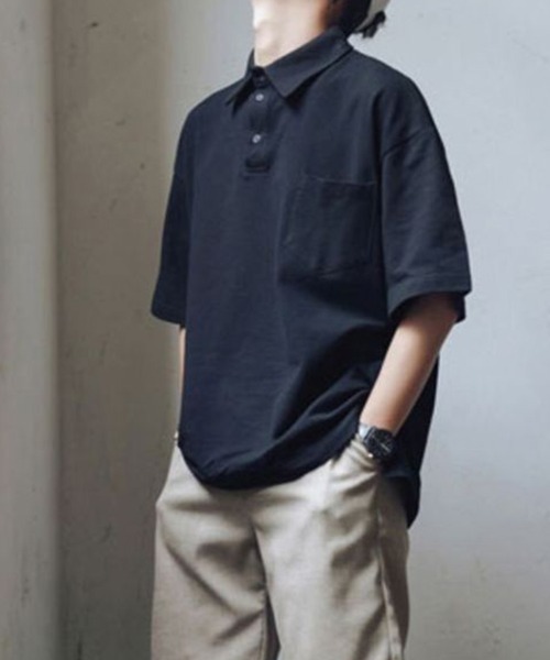 KELVIN(ケルヴァン)の「Relax Polo Tee リラックスポロTシャツ(Tシャツ/カットソー・メンズ・ベージュ/ホワイト/ブラック/グリーン・FREE)」の7枚目の写真