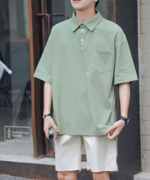 KELVIN(ケルヴァン)の「Relax Polo Tee リラックスポロTシャツ(Tシャツ/カットソー・メンズ・ベージュ/ホワイト/ブラック/グリーン・FREE)」の9枚目の写真