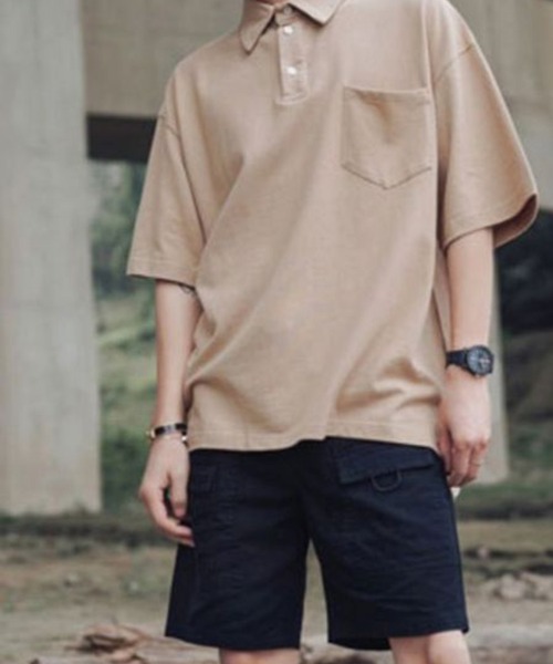 KELVIN(ケルヴァン)の「Relax Polo Tee リラックスポロTシャツ(Tシャツ/カットソー・メンズ・ベージュ/ホワイト/ブラック/グリーン・FREE)」の8枚目の写真