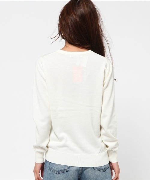 RODEO CROWNS WIDE BOWL（ロデオクラウンズワイドボウル）の「CA デニム パッチ ニット（ニット/セーター・レディース・ブルー/トップグレー/オフホワイト・MEDIUM/SMALL）」の6枚目の写真