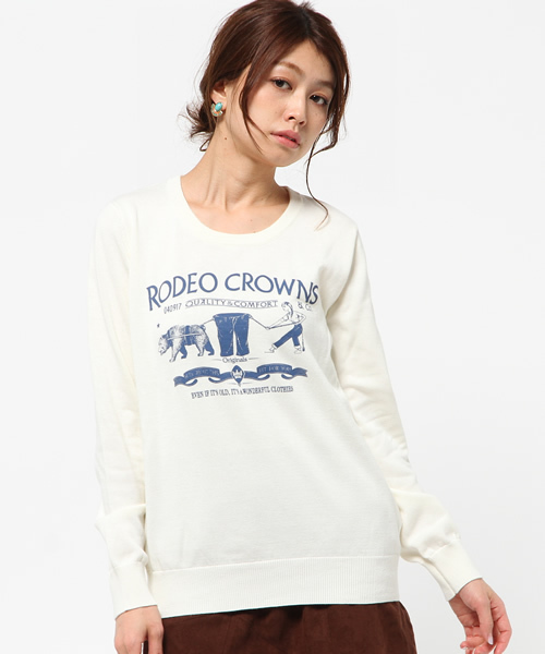 RODEO CROWNS WIDE BOWL（ロデオクラウンズワイドボウル）の「CA デニム パッチ ニット（ニット/セーター・レディース・ブルー/トップグレー/オフホワイト・MEDIUM/SMALL）」の8枚目の写真