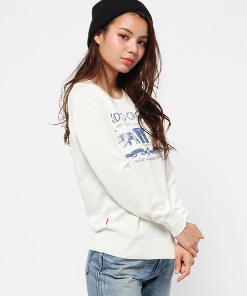 RODEO CROWNS WIDE BOWL（ロデオクラウンズワイドボウル）の「CA デニム パッチ ニット（ニット/セーター・レディース・ブルー/トップグレー/オフホワイト・MEDIUM/SMALL）」の9枚目の写真