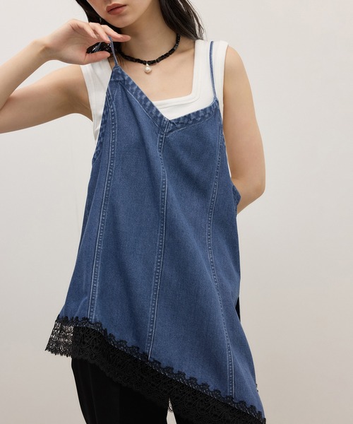ADAM ET ROPE'(アダムエロペ)の「【WEB限定】レースコンビデニムキャミ(キャミソール・レディース・ブルー/サックスブルー・FREE)」の16枚目の写真