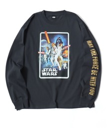 2026AW STARWARS/スターウォーズ ヴィンテージ加工 ピグメント風 袖/フロント/バックプリント 長袖Tシャツ ロンT レディース メンズ