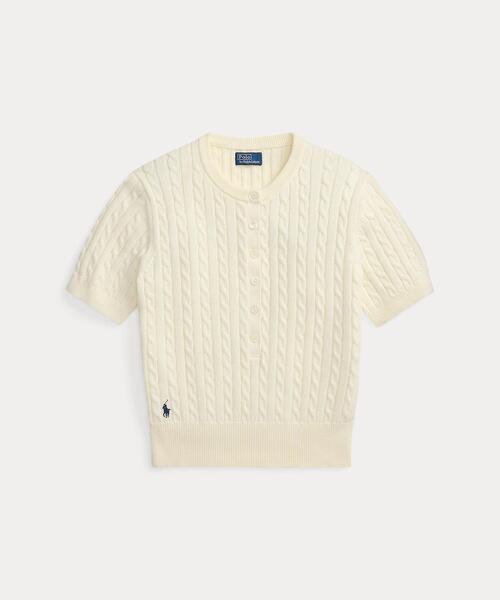 POLO RALPH LAUREN(ポロ ラルフ ローレン)の「ミニケーブル ショートスリーブ ヘンリー セーター(ニット/セーター・レディース・ナチュラル・S/M/XS/L)」の2枚目の写真