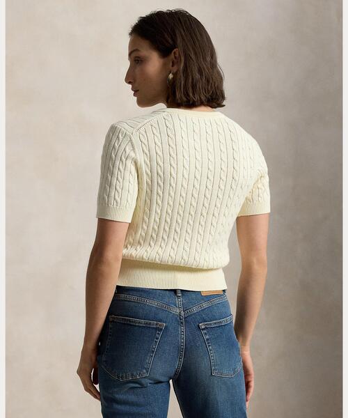 POLO RALPH LAUREN(ポロ ラルフ ローレン)の「ミニケーブル ショートスリーブ ヘンリー セーター(ニット/セーター・レディース・ナチュラル・S/M/XS/L)」の4枚目の写真